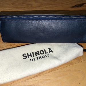 Shinola Leather Pencil Pouch Case - Dark Blue, Like New!
